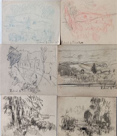 Ensemble de 6 dessins au crayon sur papier