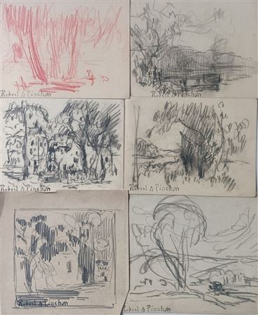 Ensemble de 6 dessins au crayon sur papier