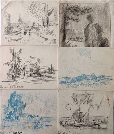 Ensemble de 6 dessins au crayon sur papier