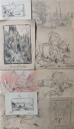 Ensemble de 9 dessins au crayon sur papier