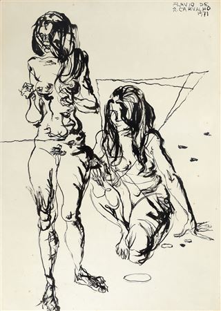 Two women by Flavio de Carvalho - Auction record, sale price, and art valuation. Compare with similar artists and explore comparable artworks.