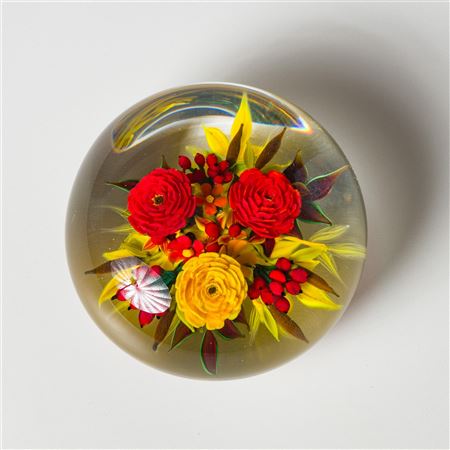 Red and Yellow Floral Paperweight