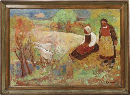 TWO GOATHERDS by Reginald Gammon - Auction record, sale price, and art valuation. Compare with similar artists and explore comparable artworks.