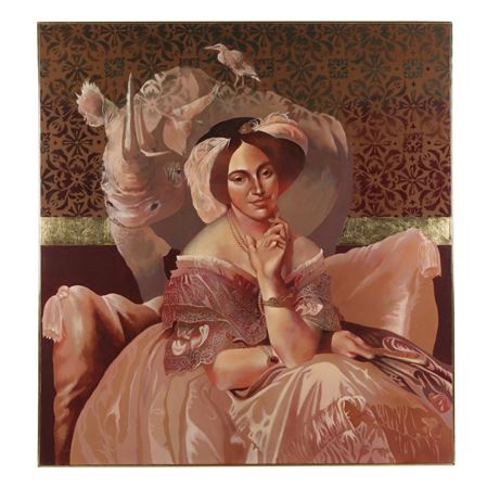 Untitled (Ingres' Portrait of Madame Rothschild with Rhino and Bird) by S Tucker Cooke - Auction record, sale price, and art valuation. Compare with similar artists and explore comparable artworks.