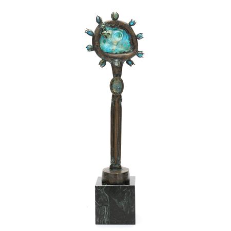Bronze and Fused Glass Abstract Scepter