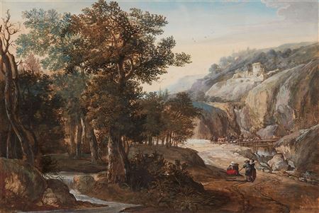 Landscape with Mountain Torrent and Bridge