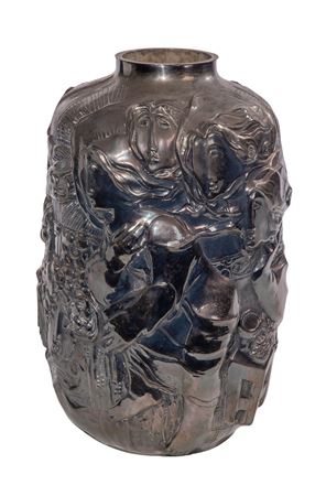 "The Four Seasons" Silverplate Relief Vase