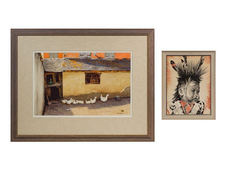 Adobe house and Native American child (2)