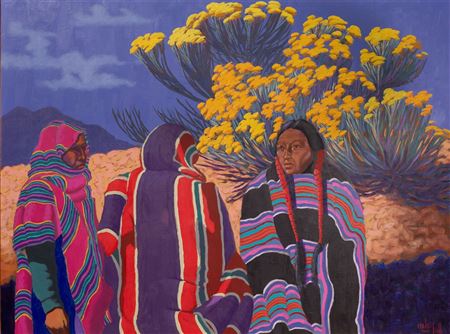"Taos Chamisa" by Carlos Hall - Auction record, sale price, and art valuation. Compare with similar artists and explore comparable artworks.