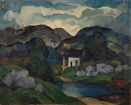 House in Rocky Landscape, 1931 by Oscar Thalinger - Auction record, sale price, and art valuation. Compare with similar artists and explore comparable artworks.
