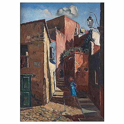 Callejón del beso by Manuel Leal - Auction record, sale price, and art valuation. Compare with similar artists and explore comparable artworks.