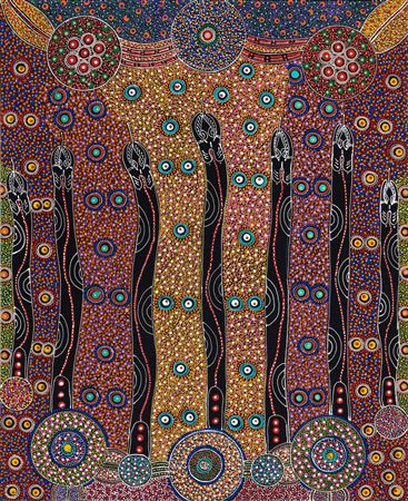 Sample artwork by Cindy Wallace (Born 1978), known for aboriginal painting - View similar artists and auction records