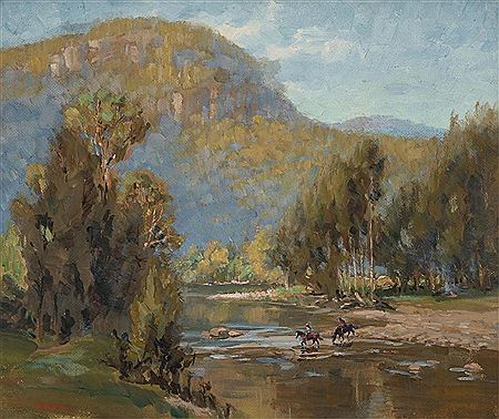 Riders Crossing a River by Henry Edgecombe - Auction record, sale price, and art valuation. Compare with similar artists and explore comparable artworks.