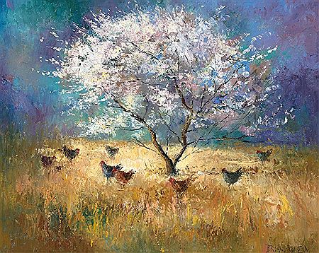 Chooks under the Moonlit Tree