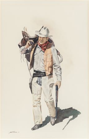 Cowboy with Saddle and Rifle