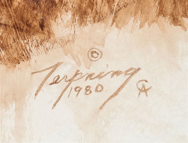 Nobility - auctioned 10/12/2024 - Howard A Terpning signature example for authentication verification from auction lot 8019539