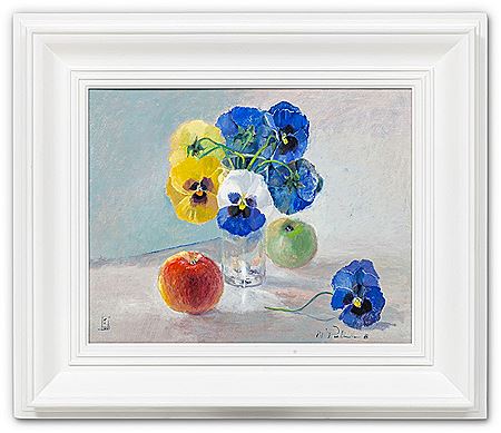 Still Life with Pansies and Apples