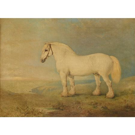 STUDY OF A HEAVY HORSE ON A CLIFF-TOP