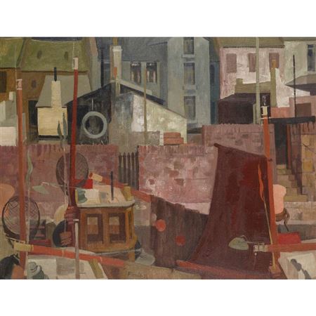 Sample artwork by Ian Fleming (1906 - 1994), known for genre, townscapes and portrait painting, printmaking, engraving, teaching - View similar artists and auction records