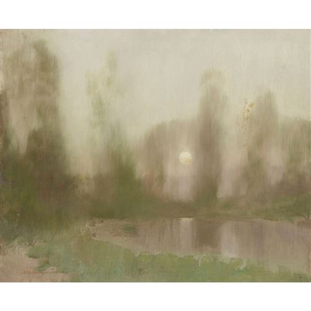 WOODED RIVER LANDSCAPE AT DUSK by Robert Macaulay Stevenson - Auction record, sale price, and art valuation. Compare with similar artists and explore comparable artworks.