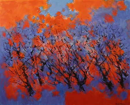 Fire in the almond trees