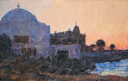 Orientalist landscape at sunset by Alexandre Rigotard - Auction record, sale price, and art valuation. Compare with similar artists and explore comparable artworks.