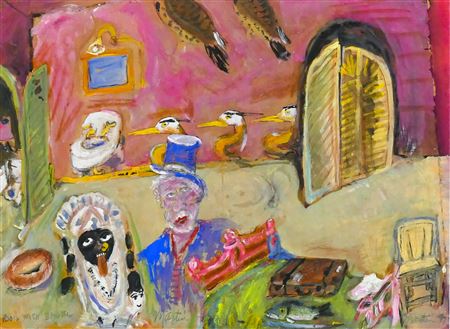 Sample artwork by James Martin (Born 1928), known for modernist, whimsical and fantasy painting - View similar artists and auction records