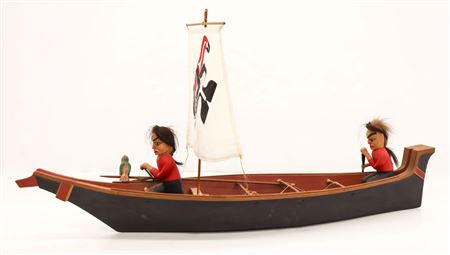 ''Ancestral Whale Hunt'' Cedar Canoe Model
