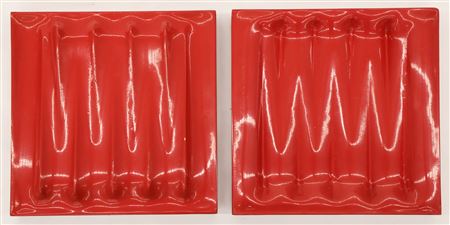 Red Acrylic Sculptural Panels (Pair)