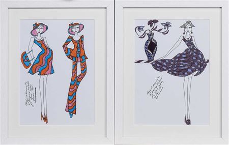 Two Original Illustrations of Designs for Laura Ashley