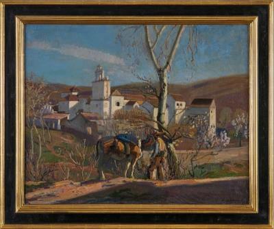 Spanish Landscape with Figures and Architectural Staffage