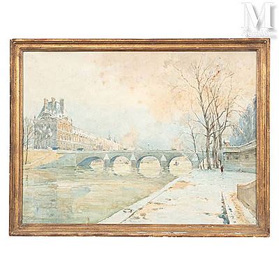 The Louvre, Paris under the snow by René Leverd - Auction record, sale price, and art valuation. Compare with similar artists and explore comparable artworks.