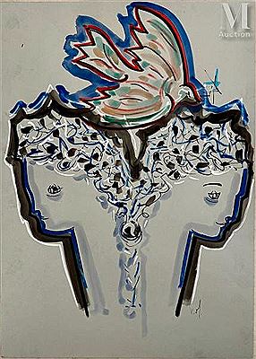 Double face back to back with bird by Michel Vojic - Auction record, sale price, and art valuation. Compare with similar artists and explore comparable artworks.