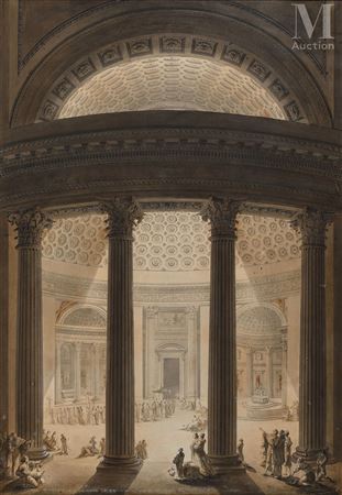 Lively interior of the Pantheon in Rome
