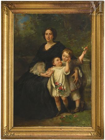 Portrait of a woman with her children