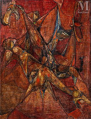 Combat in red by Geza Szobel - Auction record, sale price, and art valuation. Compare with similar artists and explore comparable artworks.