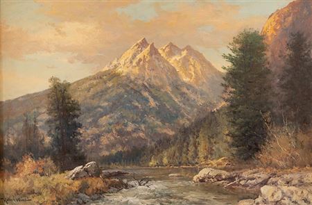 The Grand Tetons by Robert Wood - Auction record, sale price, and art valuation. Compare with similar artists and explore comparable artworks.