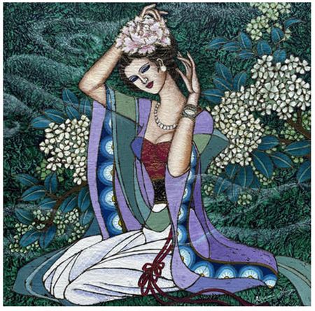 Woman with flowers