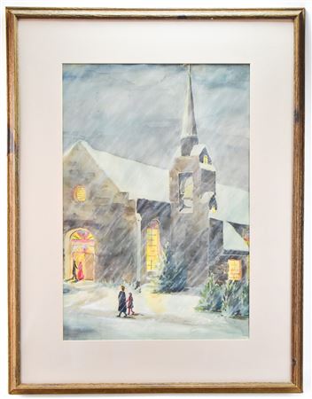 Snowy Church Scene
