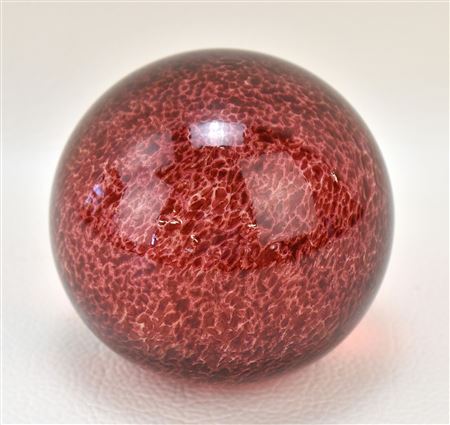 Cranberry Art Glass Paperweight