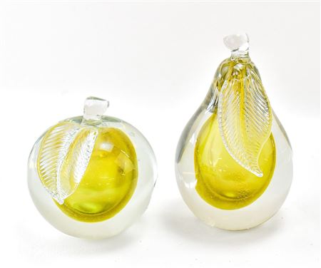 GLASS APPLE & PEAR BOOKENDS (2)