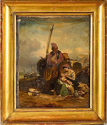 Fisherman and his family. by Adrien Cotelle - Auction record, sale price, and art valuation. Compare with similar artists and explore comparable artworks.