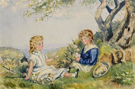 Girls Picking Flowers