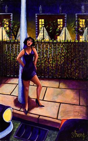Sample artwork by Rachel Strong (- 2003), known for self-portraits, addiction, corruption, and societal issues. - View similar artists and auction records