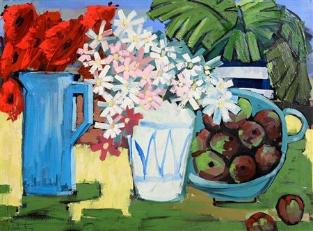Still Life - Blue Jug and Apples
