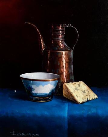 Still Life with Copper and Cheese (2008) by David French Le Roy - Auction record, sale price, and art valuation. Compare with similar artists and explore comparable artworks.