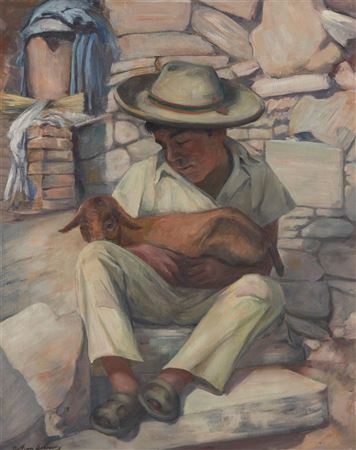 Boy Holding A Baby Goat