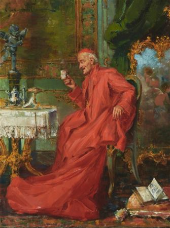 Cardinal Drinking Tea