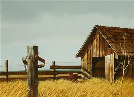 Fence post and barn