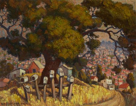 Neighborhood mailboxes by Elsie Philippa Palmer Payne - Auction record, sale price, and art valuation. Compare with similar artists and explore comparable artworks.